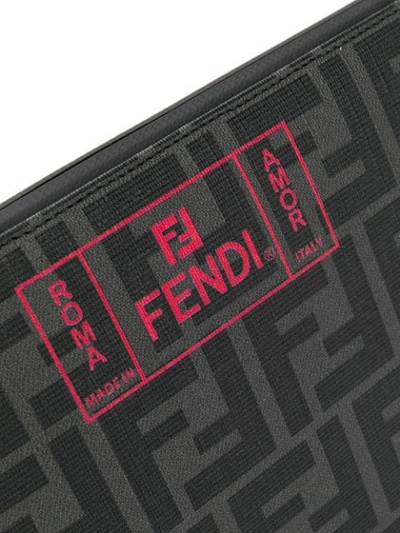 Shop Fendi Roma Amor Ff Logo Pouch In F0p0n Nero Rosso Pal