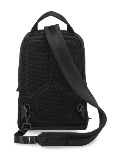 Shop Prada Saffiano Leather Insert Flame Backpack In F0x7f Black/platinum