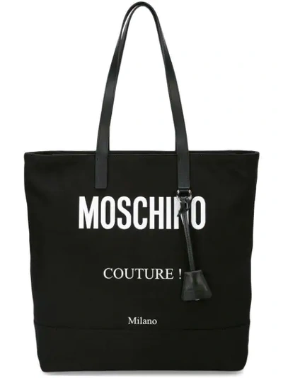 Shop Moschino Logo Print Tote Bag In Black