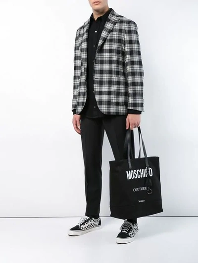 Shop Moschino Logo Print Tote Bag In Black