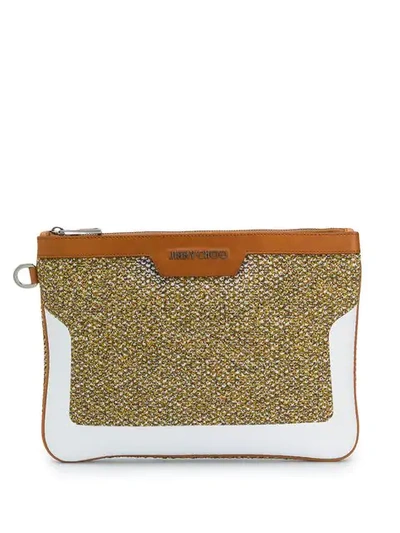 Shop Jimmy Choo Derek Pouch In Tan Mix