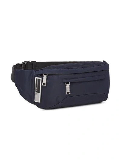 Shop Prada Zipped Belt Bag - Blue