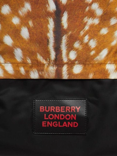 Shop Burberry Deer Print Nylon Drawcord Backpack In Brown
