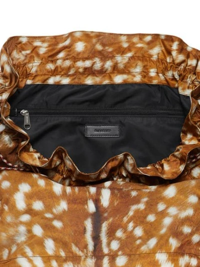Shop Burberry Deer Print Nylon Drawcord Backpack In Brown