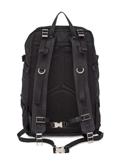 Shop Prada Technical Fabric And Saffiano Leather Backpack In Black