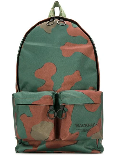 Shop Off-white Camouflage Print Backpack In 9910 All Over Black