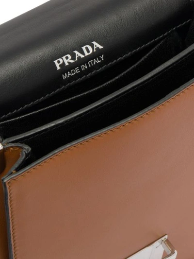 Shop Prada Classic Messenger Bag In Brown