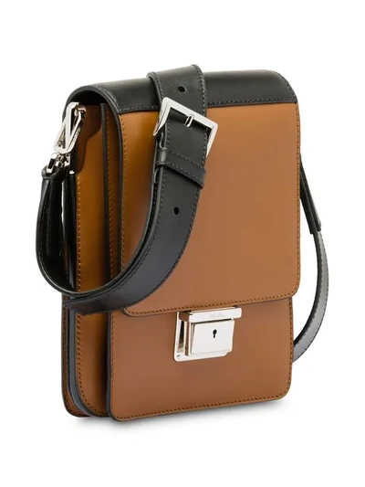 Shop Prada Classic Messenger Bag In Brown