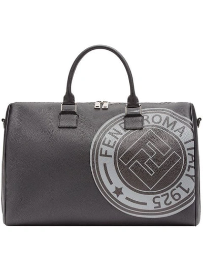 Shop Fendi Logo Print Satchel In Black