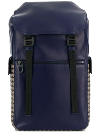 Shop Bottega Veneta Intrecciato Checker Backpack In Blue