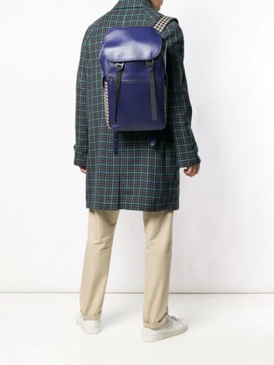 Shop Bottega Veneta Intrecciato Checker Backpack In Blue