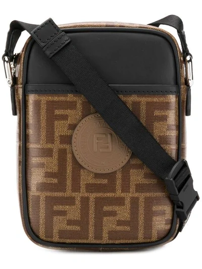 Shop Fendi Ff Print Crossbody Bag In F14tw Mogano