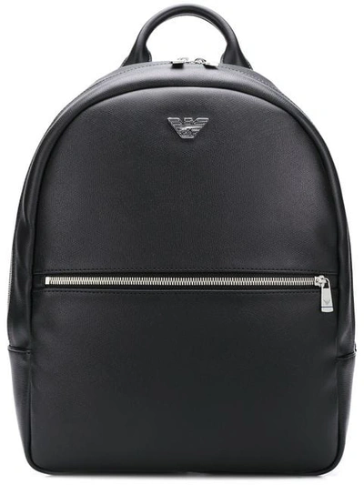 Shop Emporio Armani Logo Plaque Backpack In Black