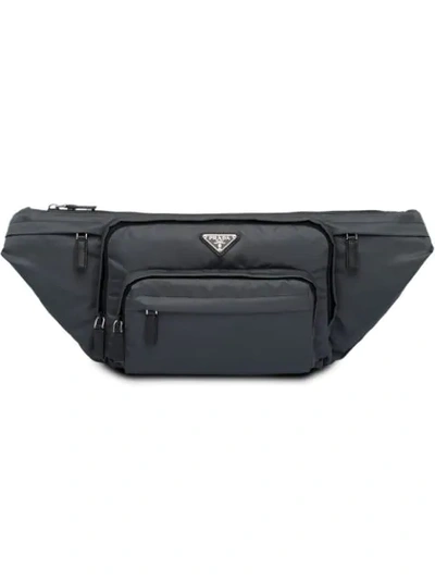 Shop Prada Fabric Belt Bag In F0112 Lead Gray