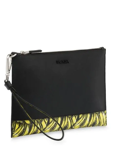 Shop Prada Banana Print Clutch In Black