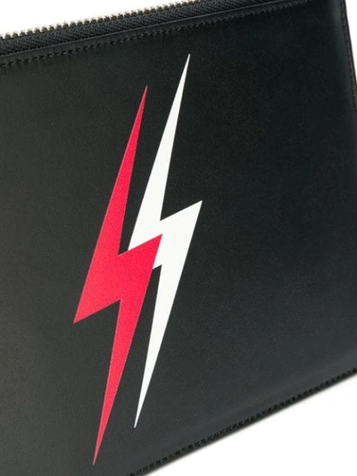 Shop Neil Barrett Leather-look Lightning Clutch In Black