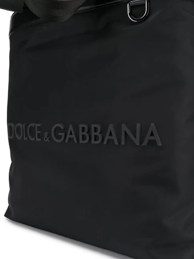 Shop Dolce & Gabbana Rubberised Logo Shopping Bag In Black