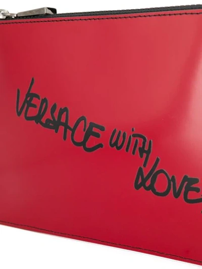 Shop Versace With Love Clutch Bag In Red