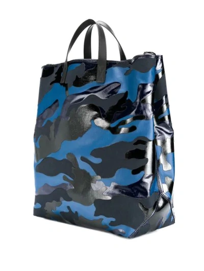 Shop Valentino Garavani Vltn Camouflage Tote In Blue