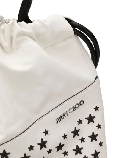 Shop Jimmy Choo Marlon Biker Drawstring Backpack In White