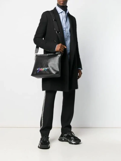 Shop Givenchy Logo Messenger Bag In Black