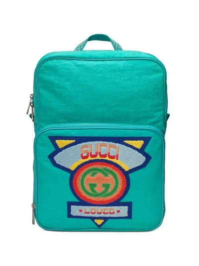 Shop Gucci Medium Backpack With  '80s Patch In Blue