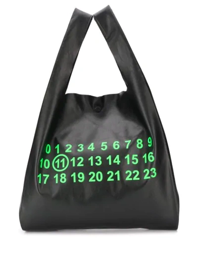 Shop Maison Margiela Logo Shopper Tote Bag In Black