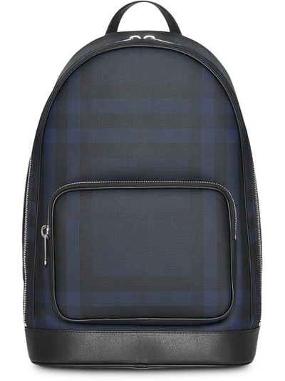 Shop Burberry London Check And Leather Backpack In Blue