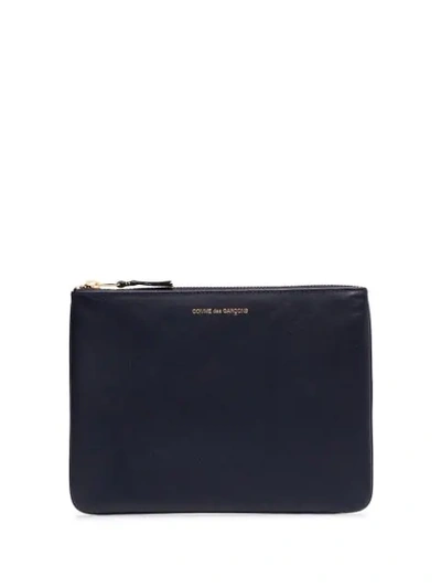 Shop Comme Des Garçons Zipped Pouch In Blue