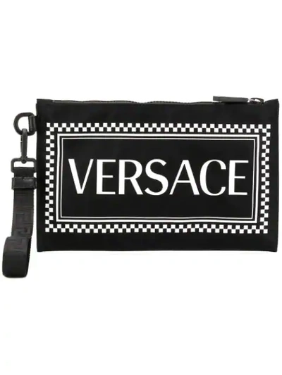 Shop Versace Logo Clutch In Black