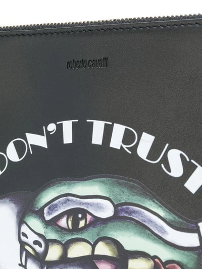 Shop Roberto Cavalli Don't Trust Fashion Wristlet Clutch In Black