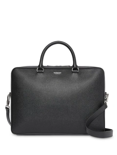 Shop Burberry Grainy Leather Briefcase In Black