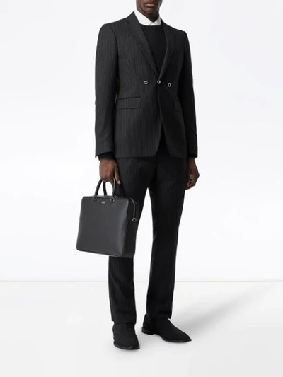 Shop Burberry Grainy Leather Briefcase In Black