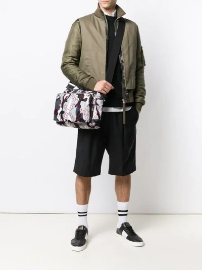 Shop Valentino Garavani Vltn Camouflage Messenger Bag In Grey