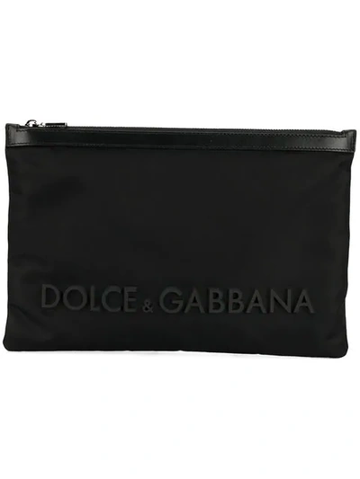 Shop Dolce & Gabbana Rubber Logo Pouch In Black