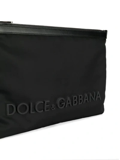 Shop Dolce & Gabbana Rubber Logo Pouch In Black