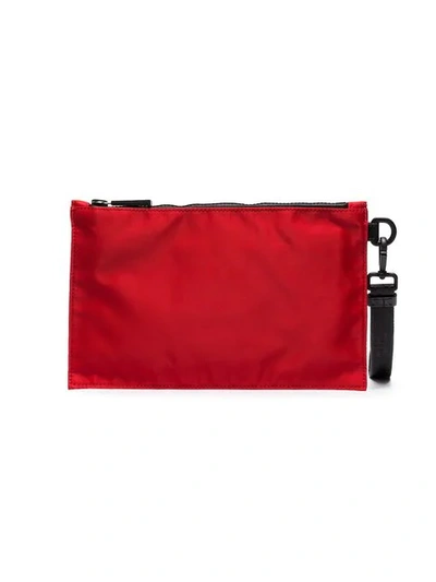 Shop Versace Red Logo Print Pouch Bag