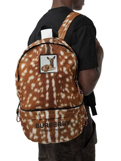 Shop Burberry Deer Print Convertible Bum Bag In Brown
