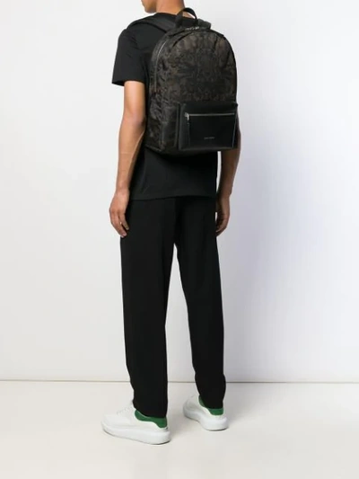 Shop Alexander Mcqueen Floral Skull Print Backpack In Black