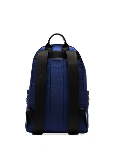 Shop Dolce & Gabbana Navy Blue Leather Trim Backpack