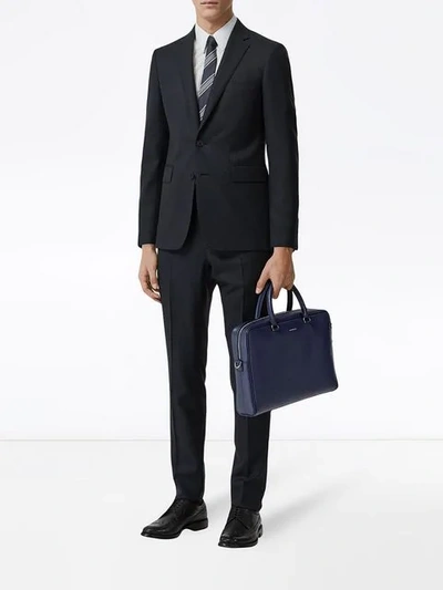 Shop Burberry London Leather Briefcase In Blue