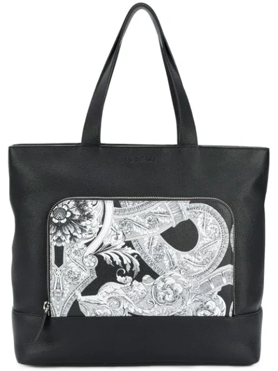 Shop Versace Barocco Istante Tote Bag - Black