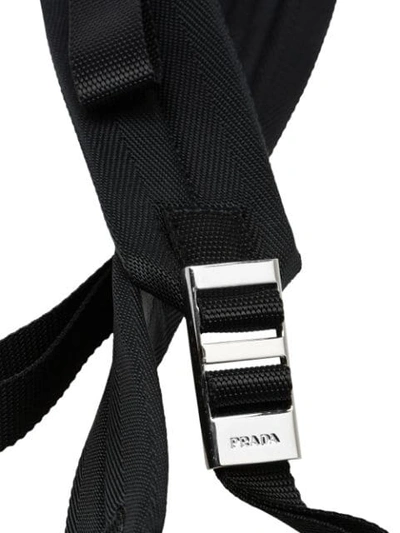 Shop Prada Leather Trimmed Keychain In Black