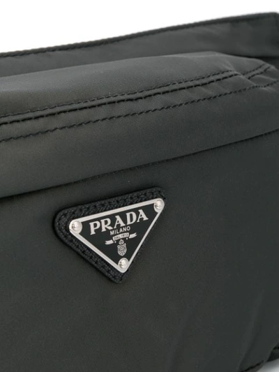Shop Prada Logo Plaque Belt Bag In Grey