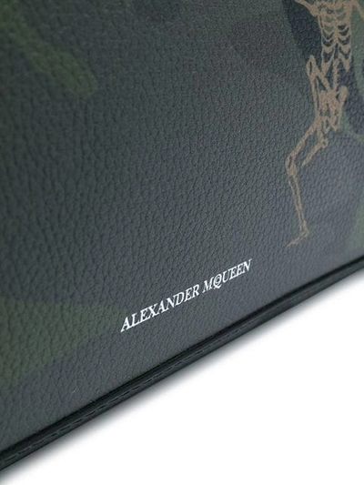 Shop Alexander Mcqueen Skeleton Print Clutch Bag - Green