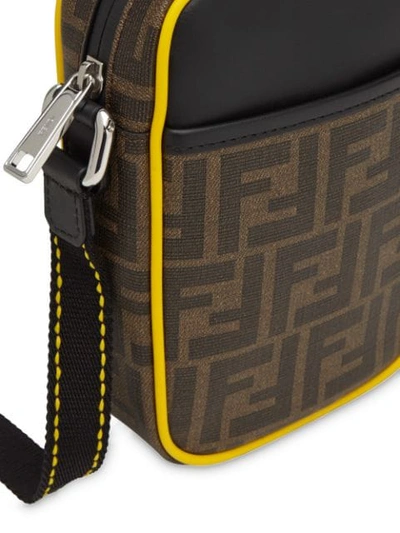 Shop Fendi Small Ff Crossbody Bag In Brown