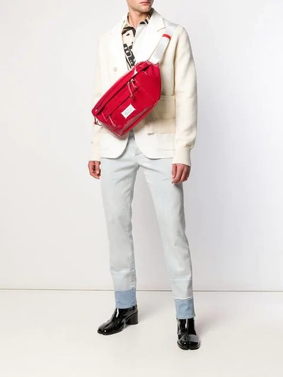 Shop Maison Margiela Logo Tab Belt Bag In Red