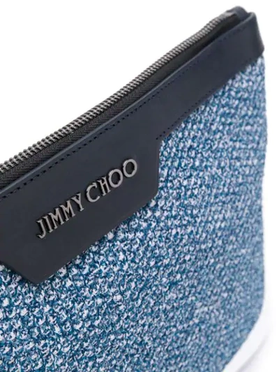 Shop Jimmy Choo Knitted Clutch Bag In Blue