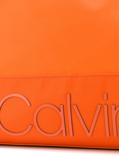 Shop Calvin Klein Logo Patch Holdall In Orange