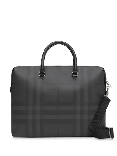 Shop Burberry Large London Check And Leather Briefcase In Black